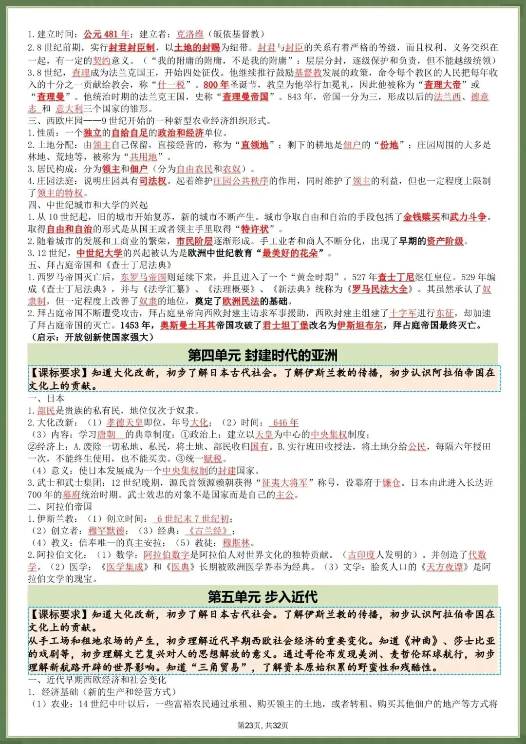 高效复习・2026中考历史总复习提纲(电子版可打印) 第10张