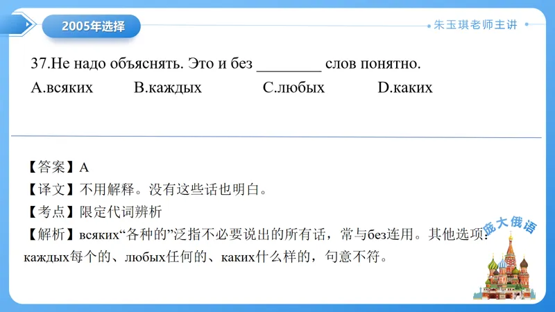 真题课件系列2005(1)年语法选择题解析 第7张