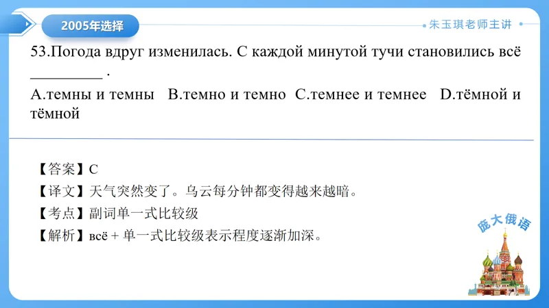 真题课件系列2005(1)年语法选择题解析 第23张