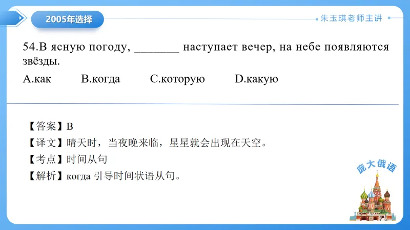 真题课件系列2005(1)年语法选择题解析 第24张