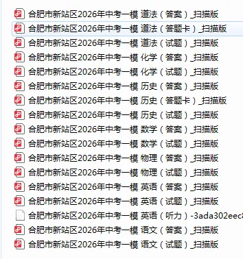 合肥市新站区2026年中考一模全科试卷+答案 第13张