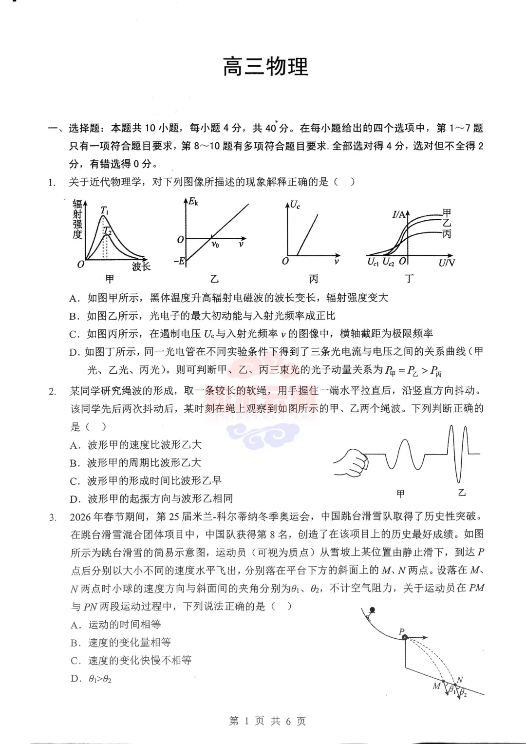 【新八校】四月调考——物理、历史试卷汇总 第1张