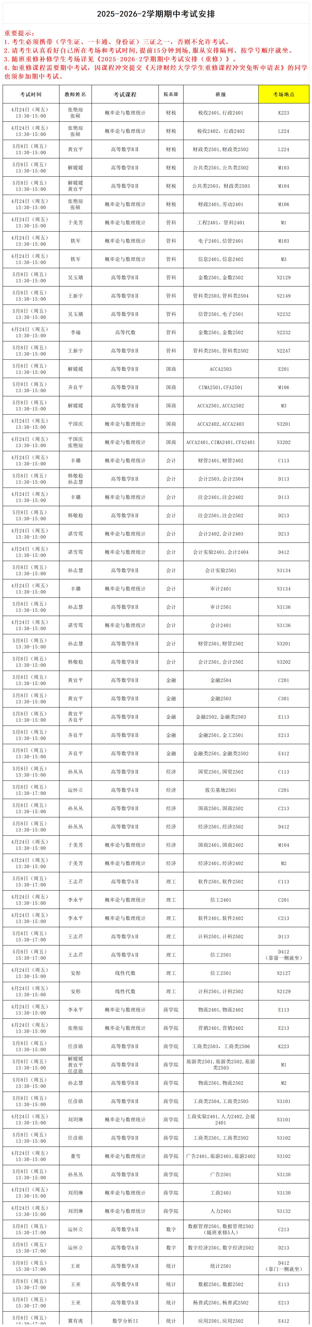 天津财经大学期中考试安排!(附真题资料) 第2张