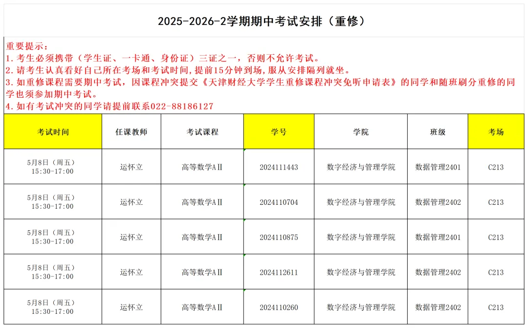 天津财经大学期中考试安排!(附真题资料) 第3张