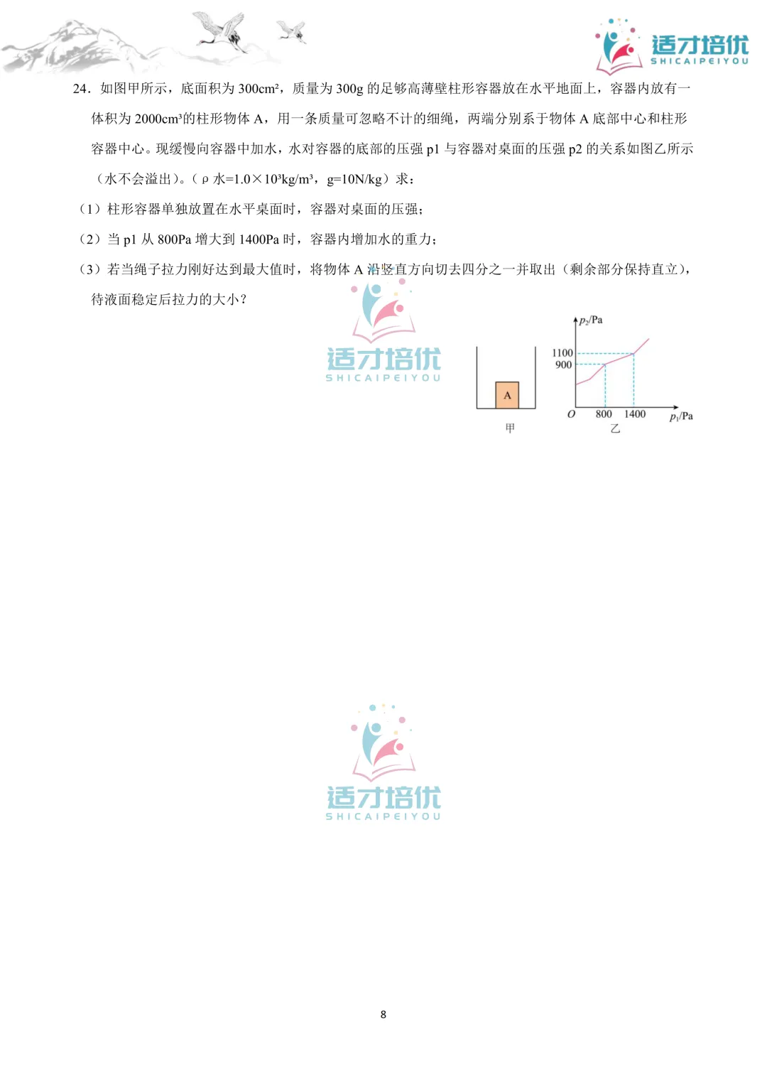 【适才培优】初三物理中考复习 26长郡期中+26雅礼期中 第15张
