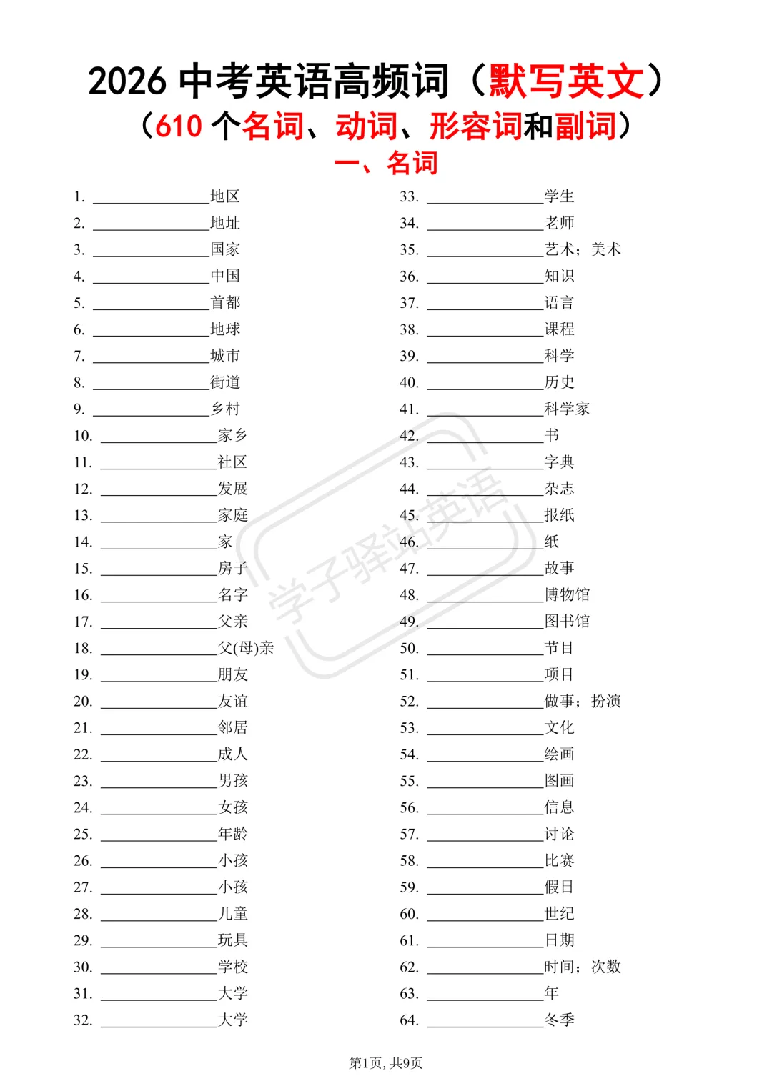 2026中考英语高频词(610个)背诵版+中英默写版 第5张