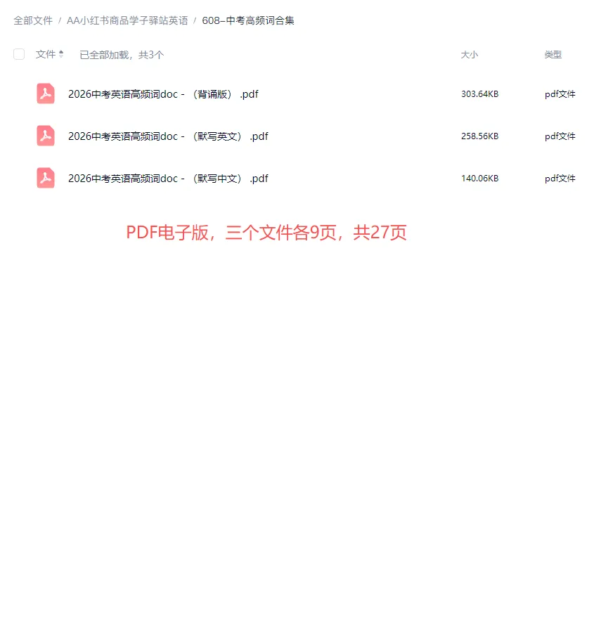 2026中考英语高频词(610个)背诵版+中英默写版 第11张