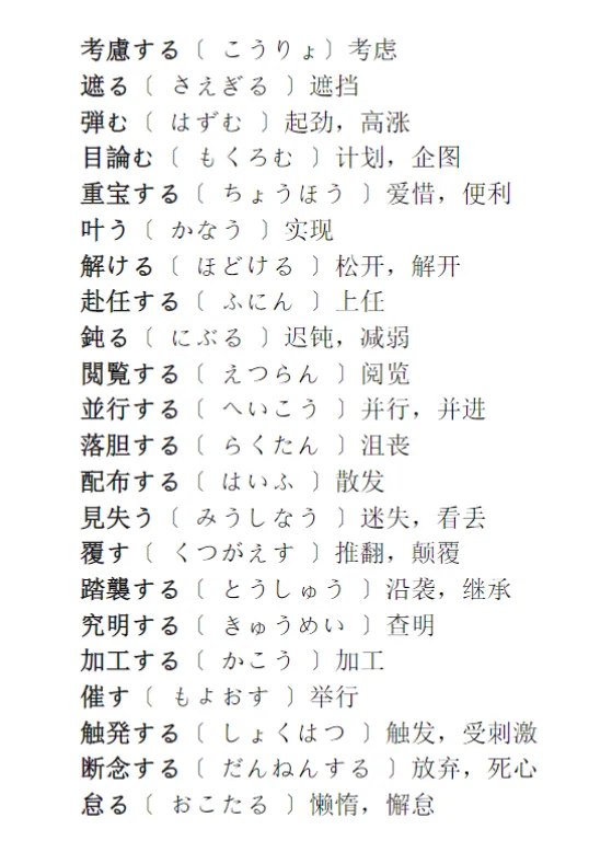 【收藏必背】历年N1真题中高频出现的263个动词考点整理(2) 第2张