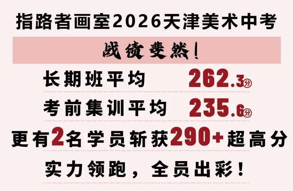 喜报!指路者画室2026天津美术中考成绩斐然,290以上2人,实力领跑,再创辉煌! 第2张