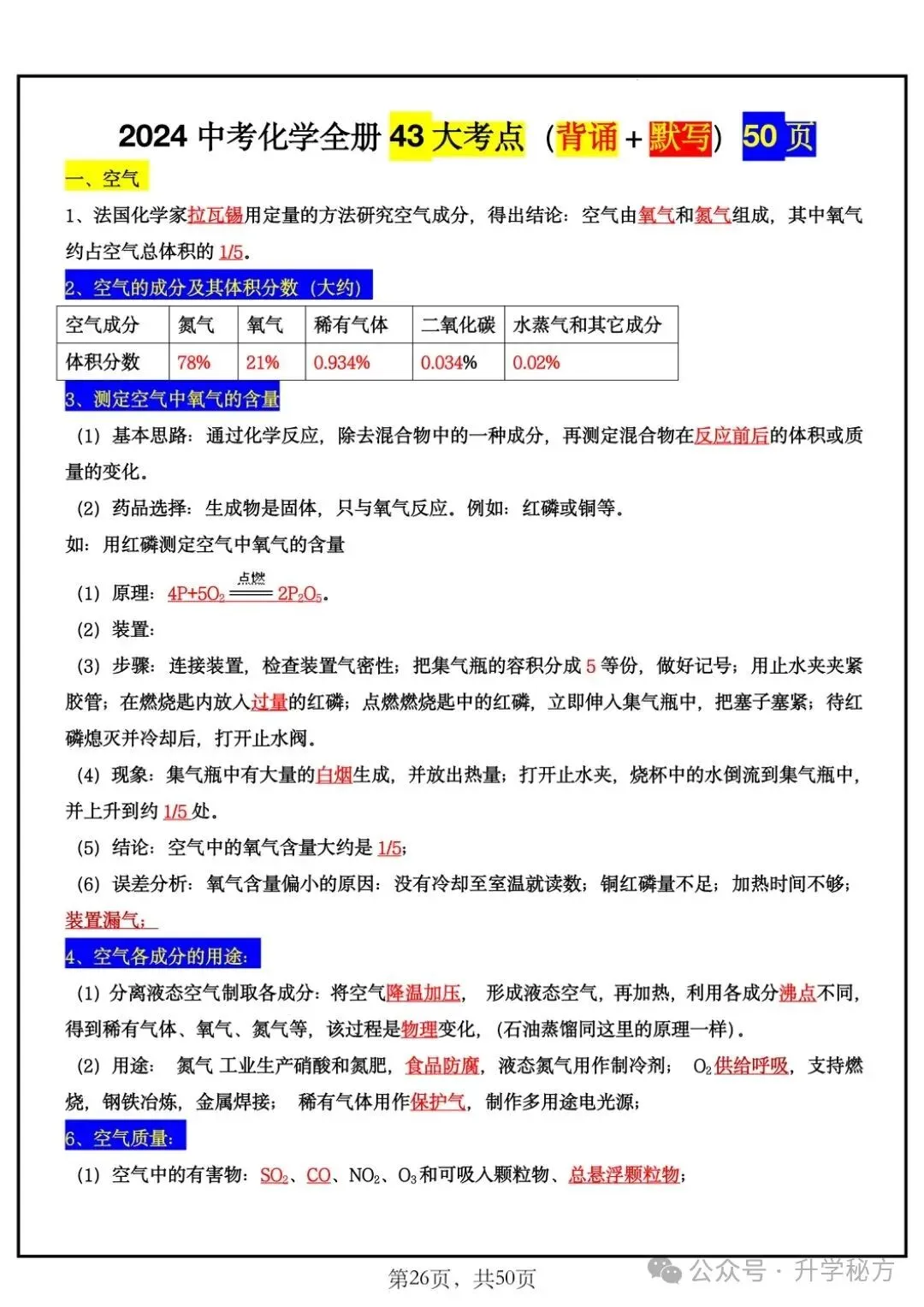 中考化学43大考点汇总(填空版+背诵版),掌握这些知识点,化学高分很轻松! 第12张