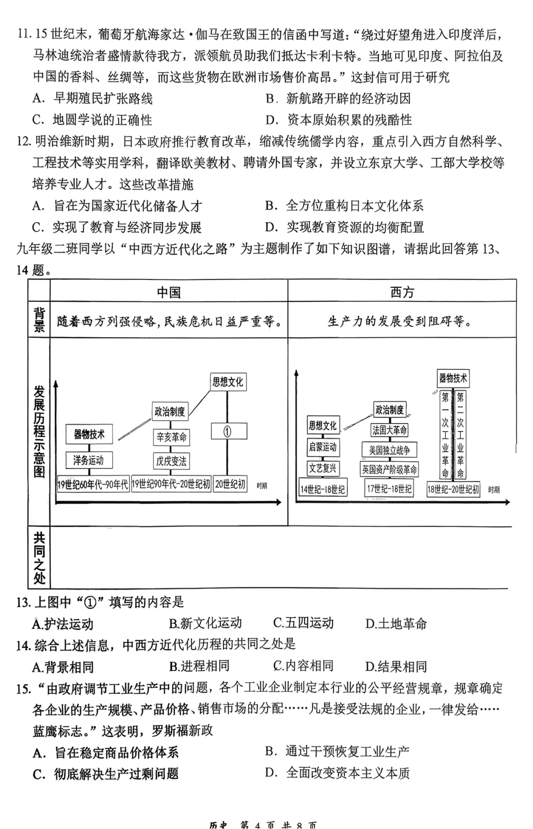 【历史】大同市2026年初中学业水平模拟考试—历史+答案 第5张