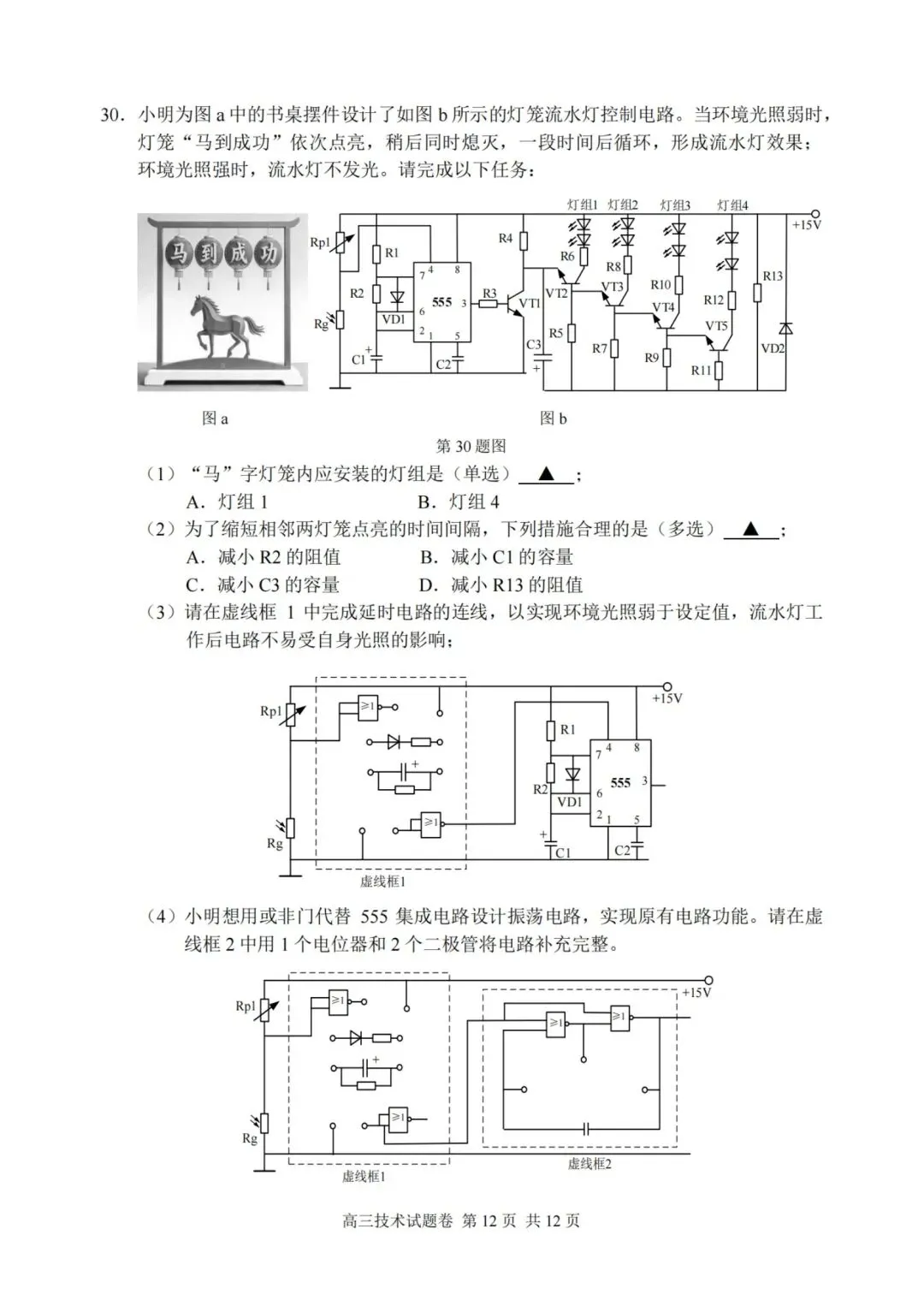 湖丽衢高三二模技术试卷 第12张
