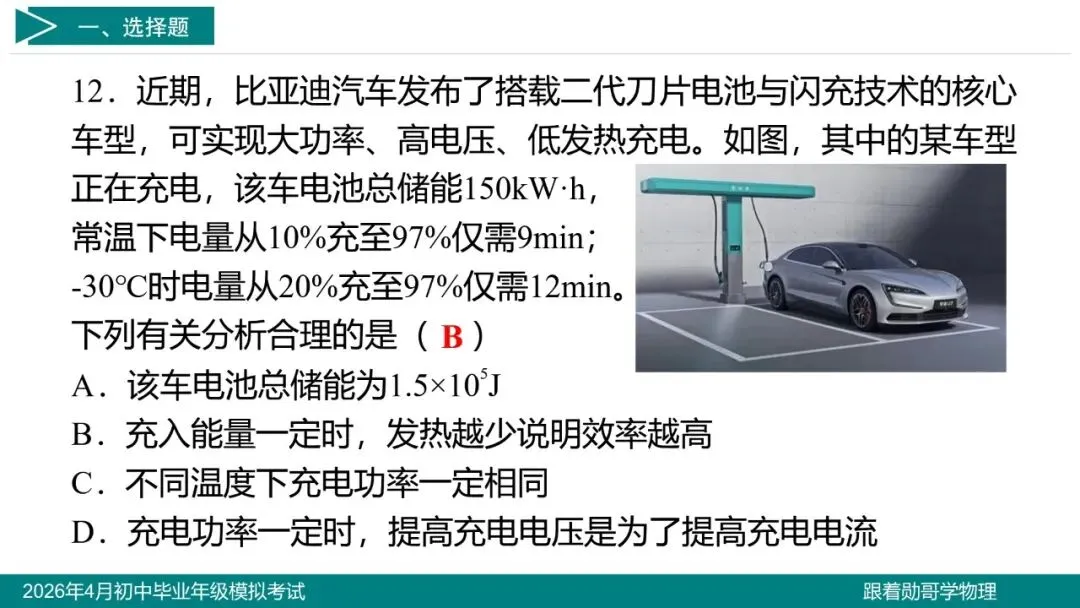 2026年4月初中毕业年级模拟考试物理试题 第14张