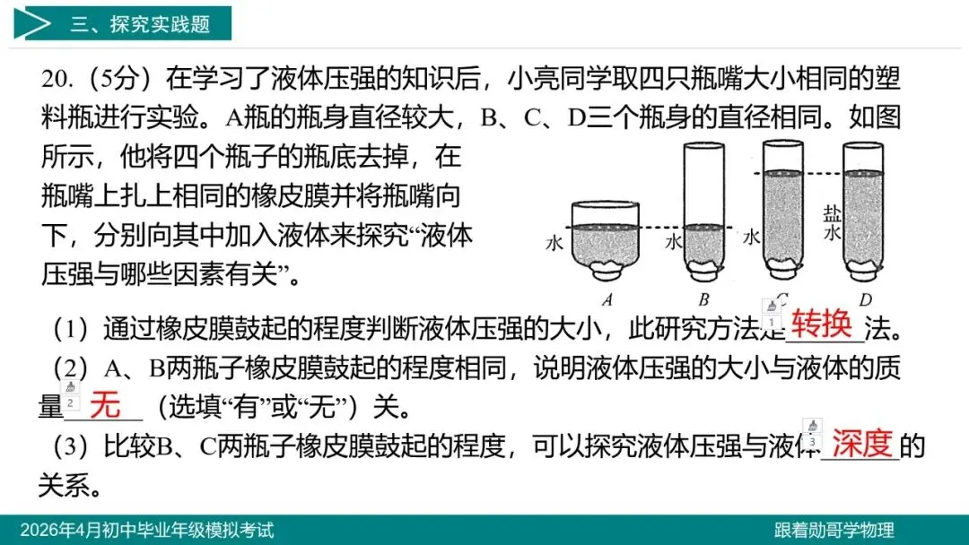 2026年4月初中毕业年级模拟考试物理试题 第22张