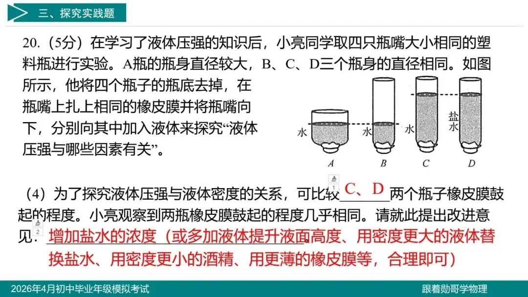 2026年4月初中毕业年级模拟考试物理试题 第23张