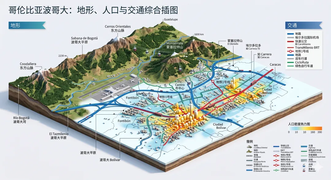 从AI制图到高考真题:深度解读哥伦比亚波哥大的地理密码 第1张