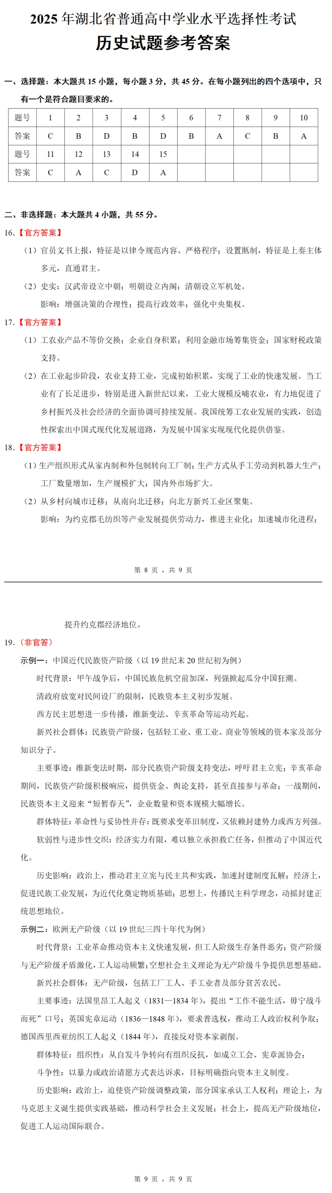 高考真题| 2025年高考湖北卷历史试题(免费下载) 第5张