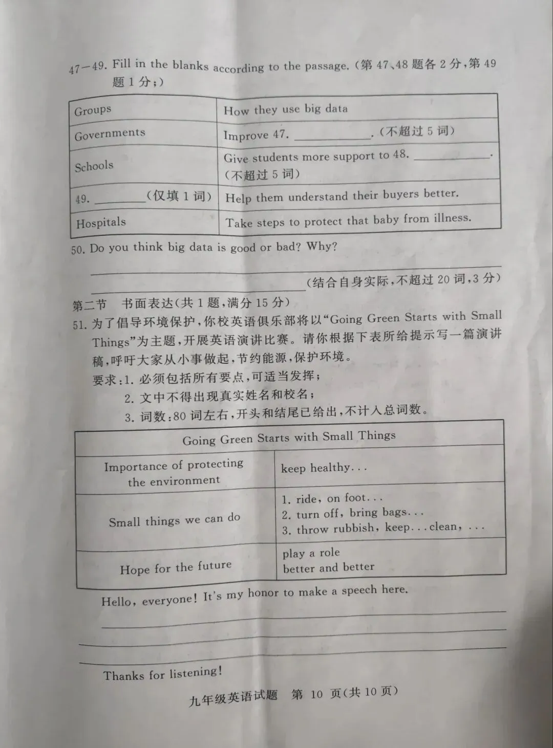 湖北省2026年4月初中毕业年级模拟考试英语试题 第11张