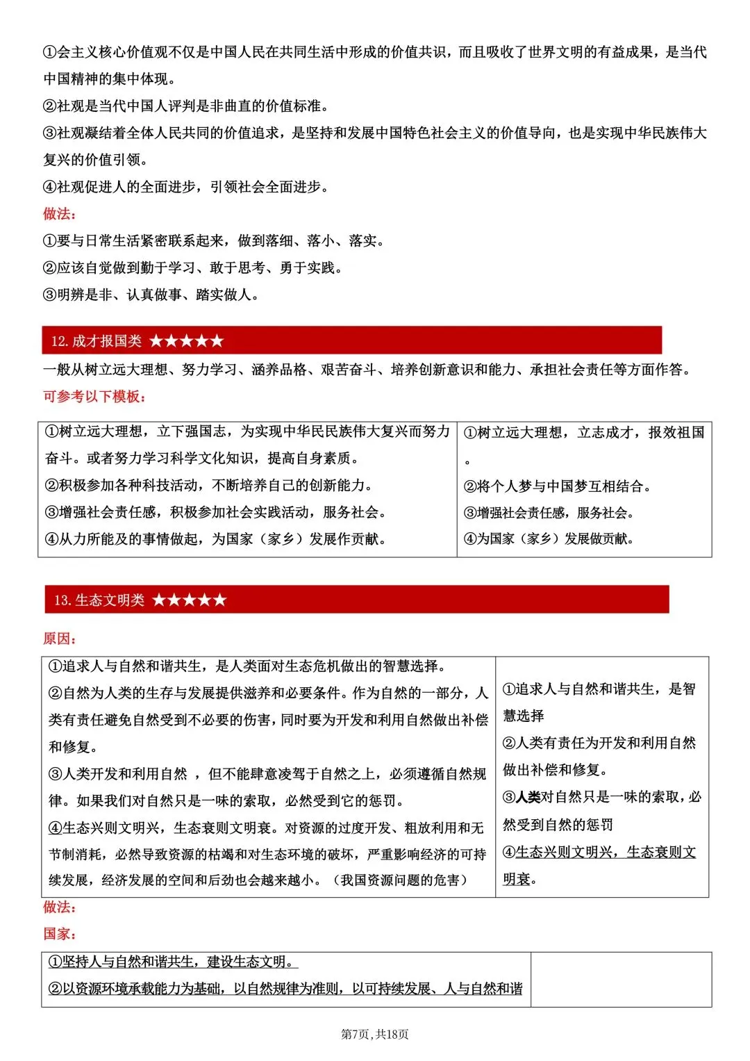 答题模板|2026年【中考道德与法治】解题技巧归纳·万能答题模板|电子版可打印 第10张