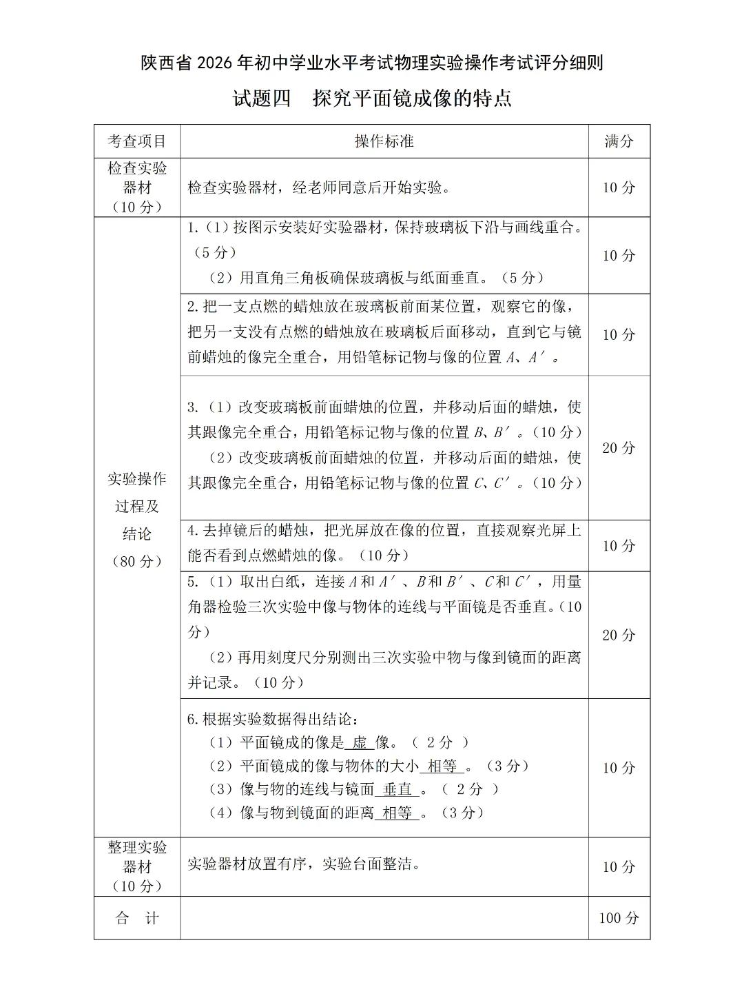 2026陕西中考物理、化学实验操作试题及评分细则 第12张