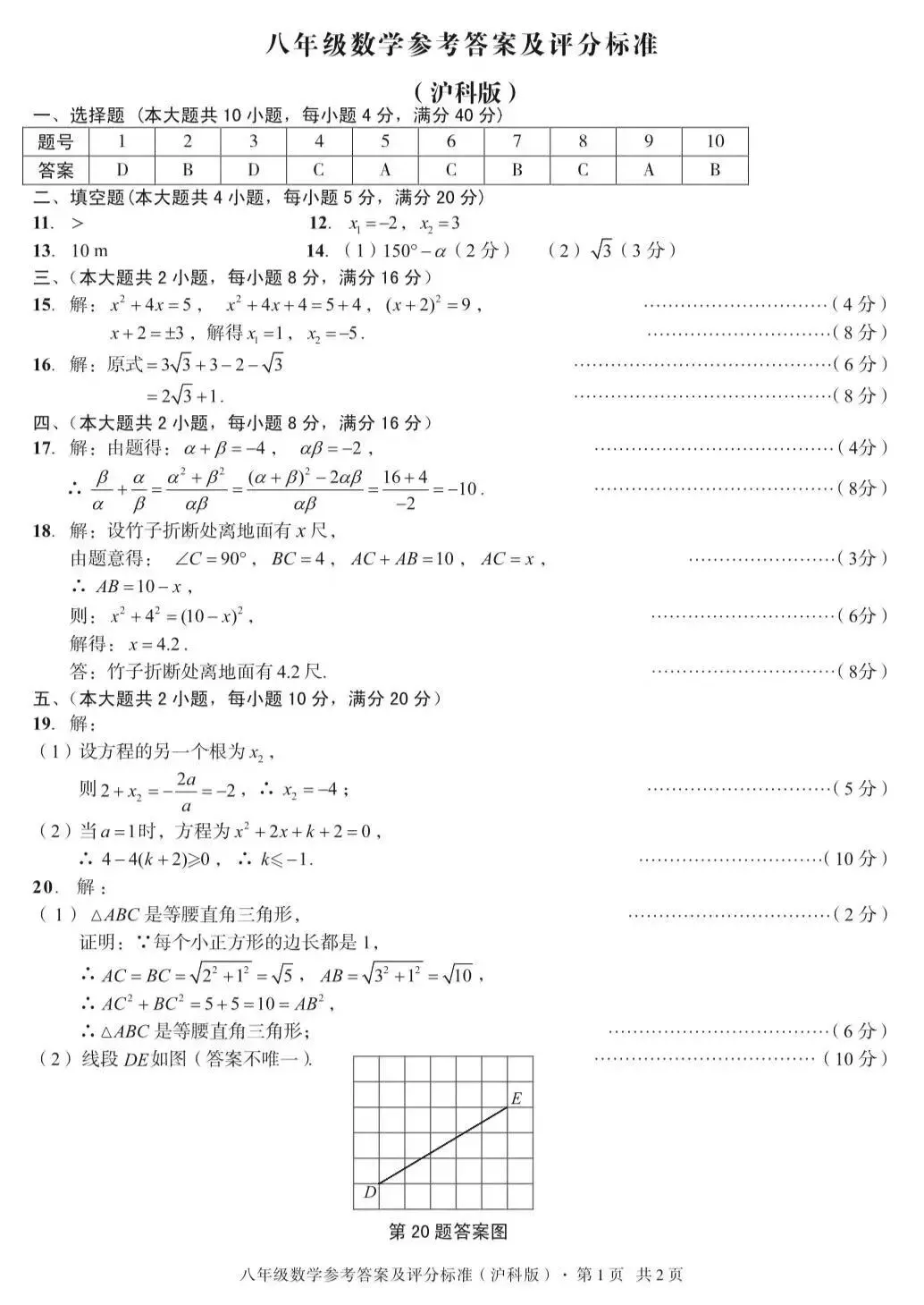 安徽第一卷•八年级第二学期期中评估数学试卷及答案 第7张