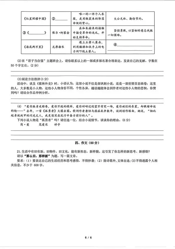2026松江二模语文试卷分享及作文解析 第6张