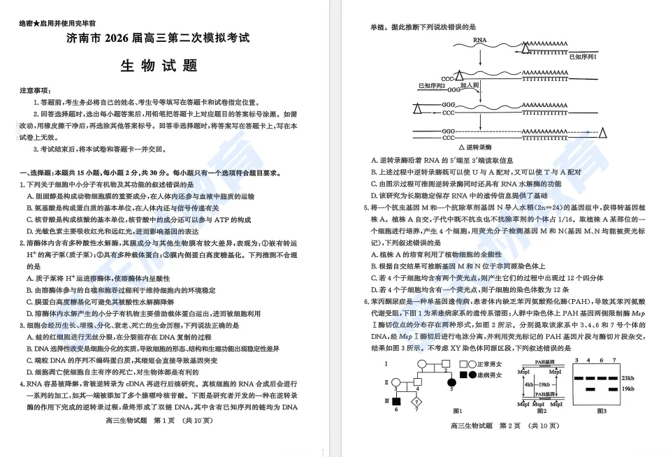 26年济南高三二模生物试卷解析 第5张