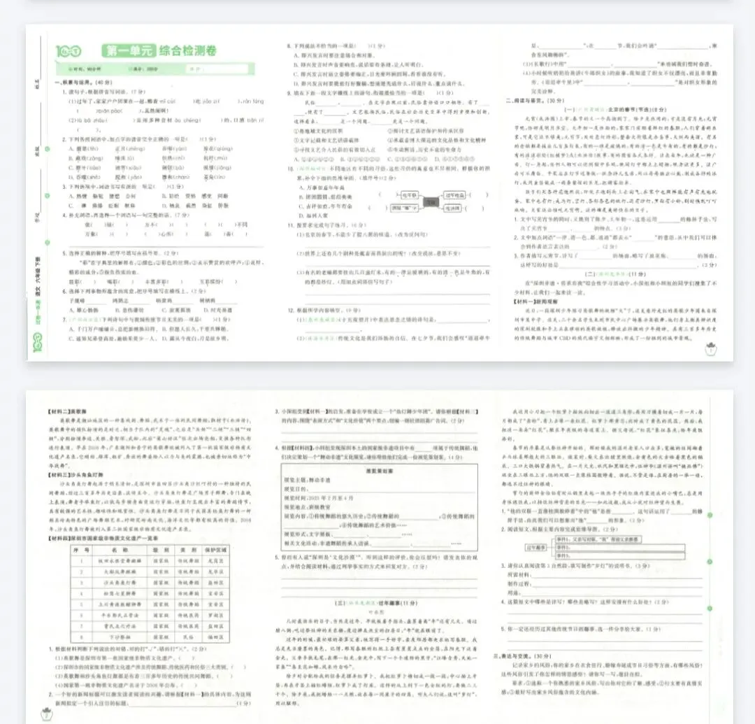 《红一百试卷一本通》广东专用语文2456年级下册 第1张