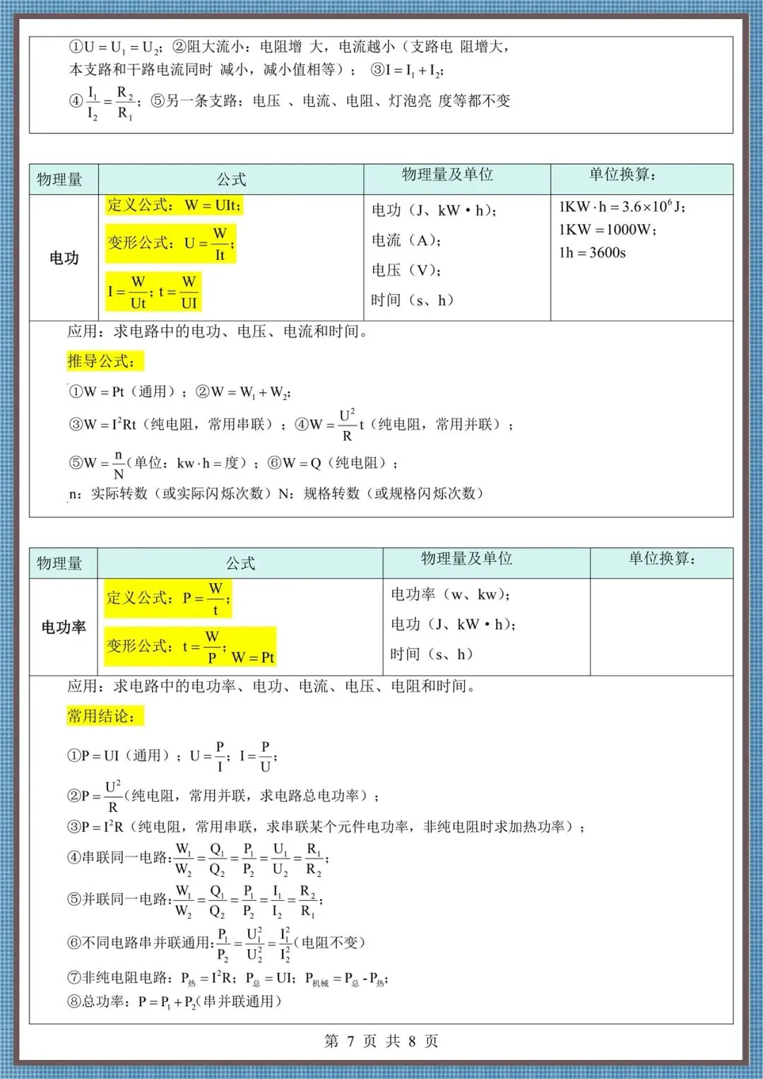 2026中考物理必备公式·(电子版可打印!) 第7张