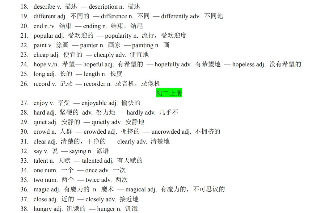 中考英语必背词性变化汇总,考前必须掌握! 第8张