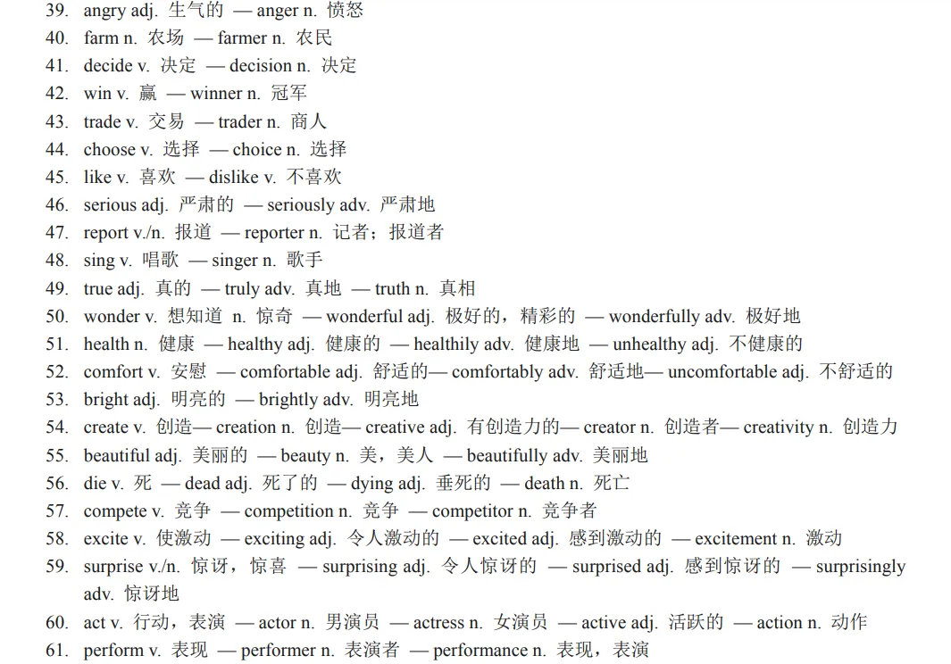 中考英语必背词性变化汇总,考前必须掌握! 第9张