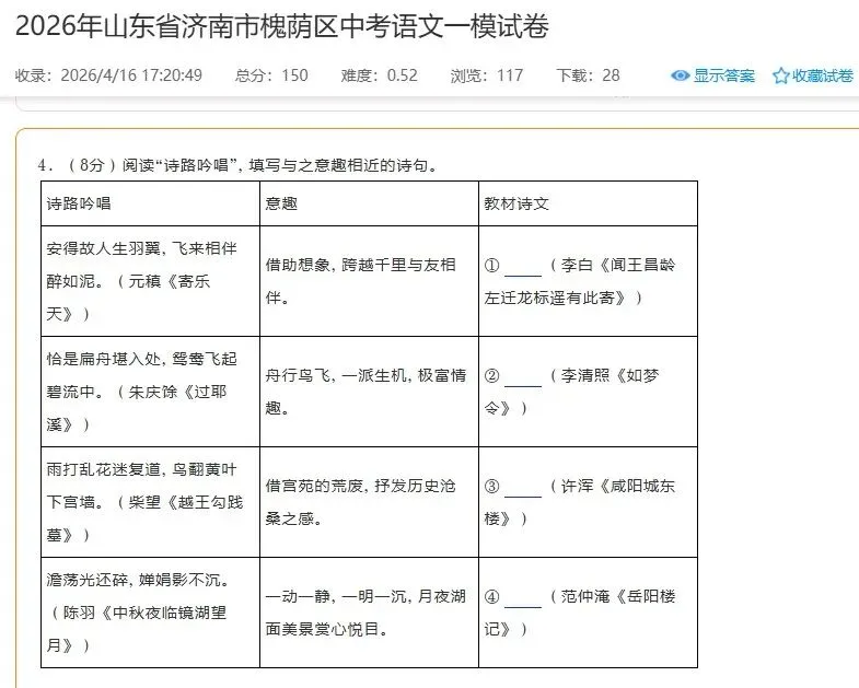 距离济南中考58天,今天我们搞定默写题!【打印资料】 第13张