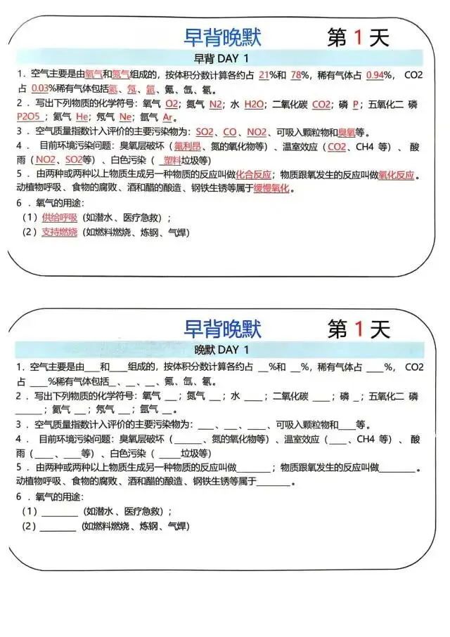 中考物理化学知识点打卡第一天 第1张