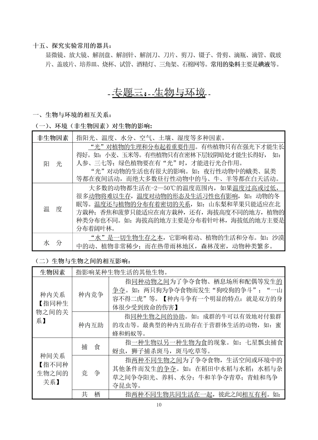 中考生物知识点总结(69页)-中考必备 第10张