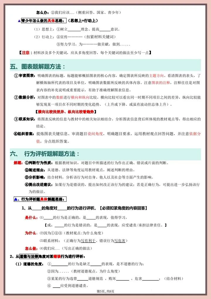 【中考道法】2026年中考道德与法治,答题技巧与模板,完整电子版可打印! 第13张