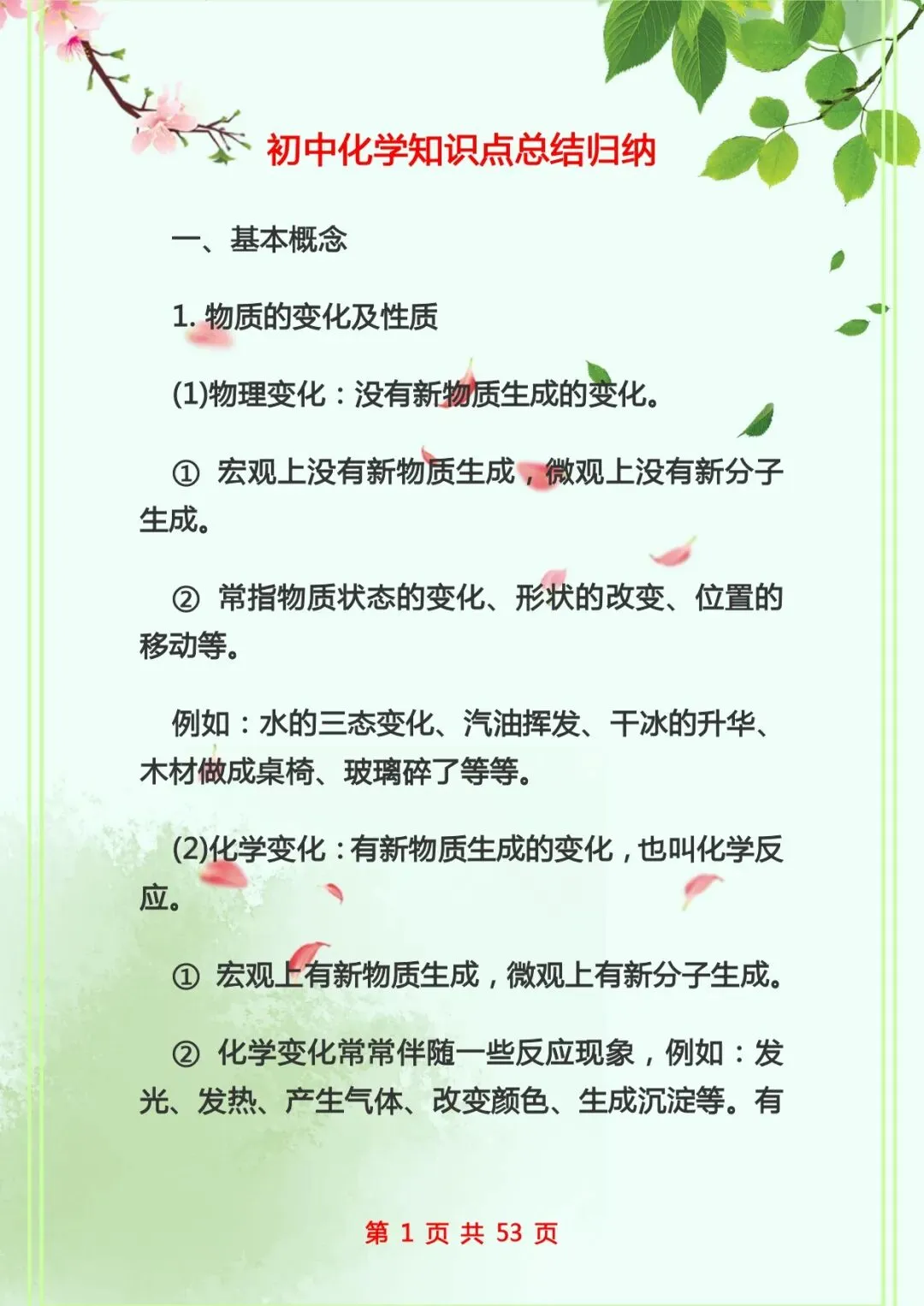 中考化学复习 | 初中化学知识点总结归纳 第1张