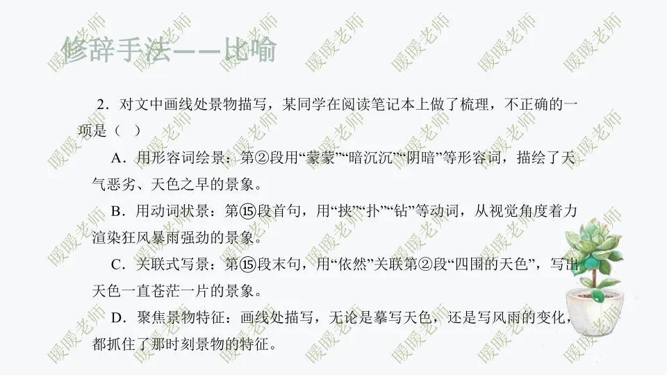 中考复习——记叙文题型与技巧-赏析类(修辞手法) 课件 202页 第21张