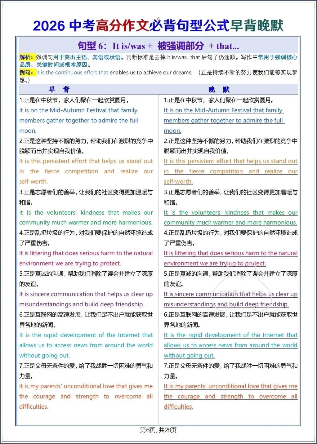 备战中考|2026春新中考《英语》高分作文必背句型公式早背晚默,电子版可打印! 第7张
