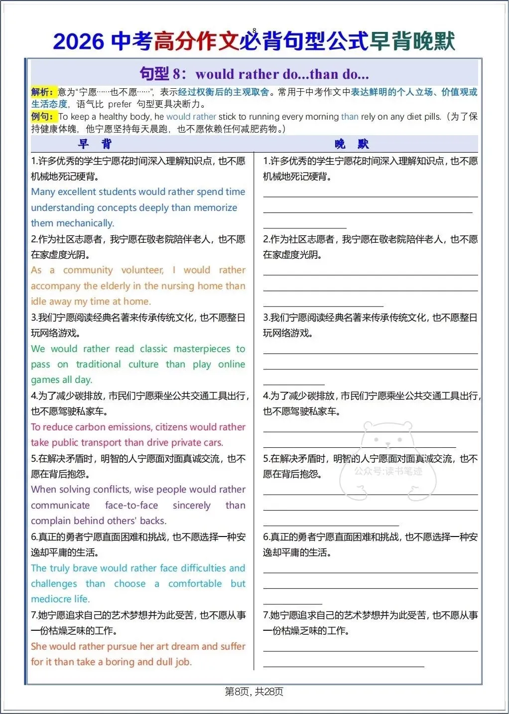 备战中考|2026春新中考《英语》高分作文必背句型公式早背晚默,电子版可打印! 第9张