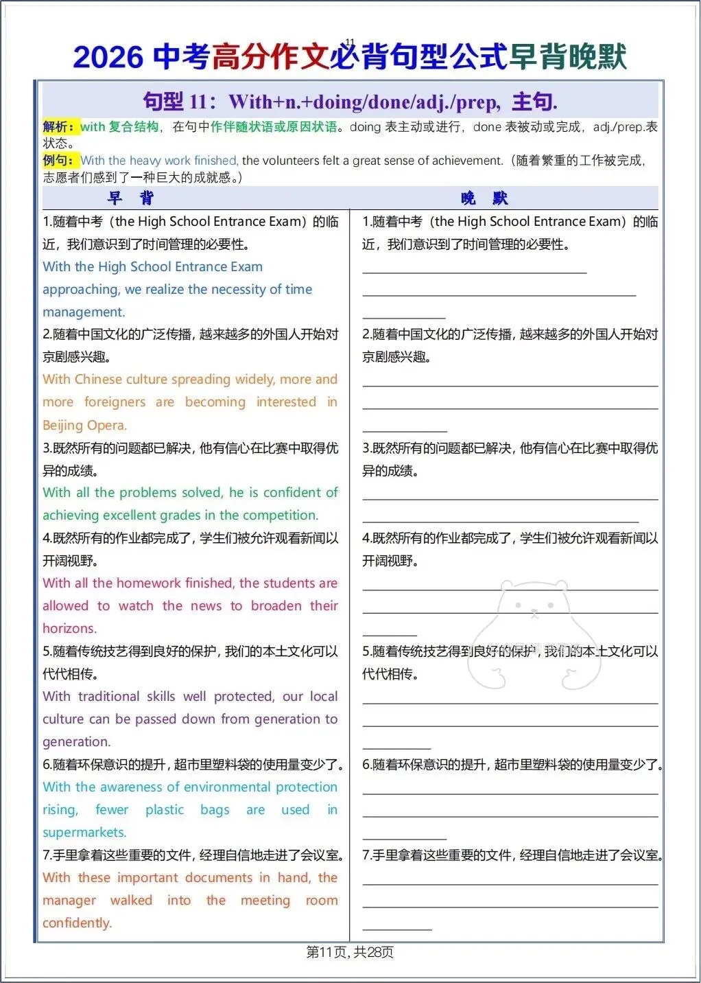 备战中考|2026春新中考《英语》高分作文必背句型公式早背晚默,电子版可打印! 第12张