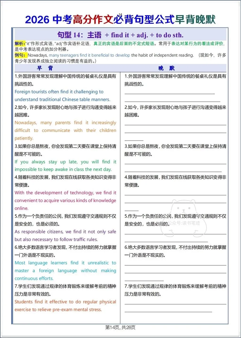 备战中考|2026春新中考《英语》高分作文必背句型公式早背晚默,电子版可打印! 第15张