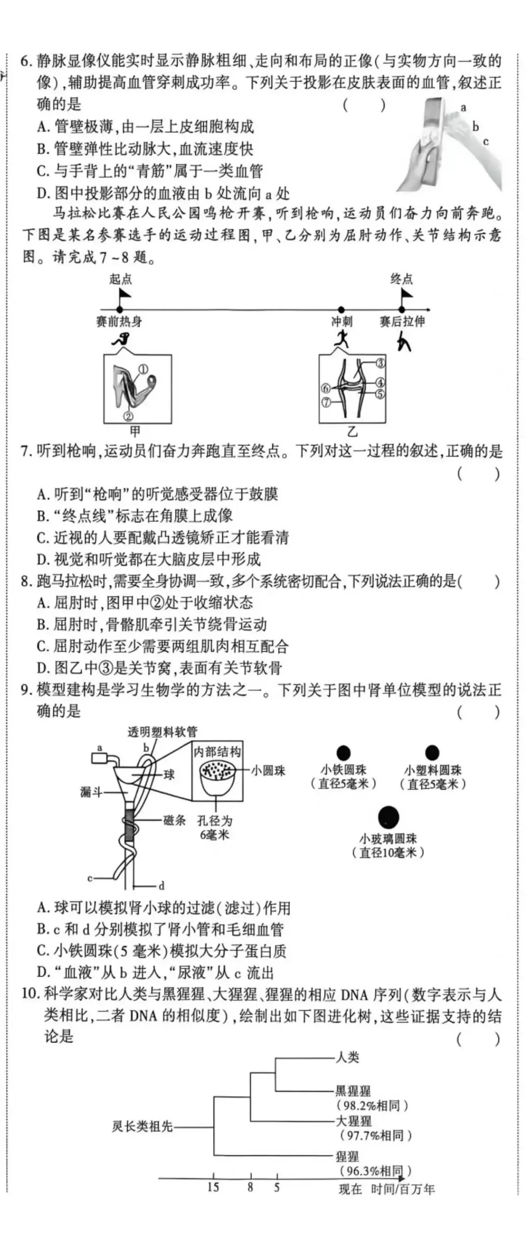 2026陕西省初中学业水平考试生物模拟卷二(含答案) 第3张
