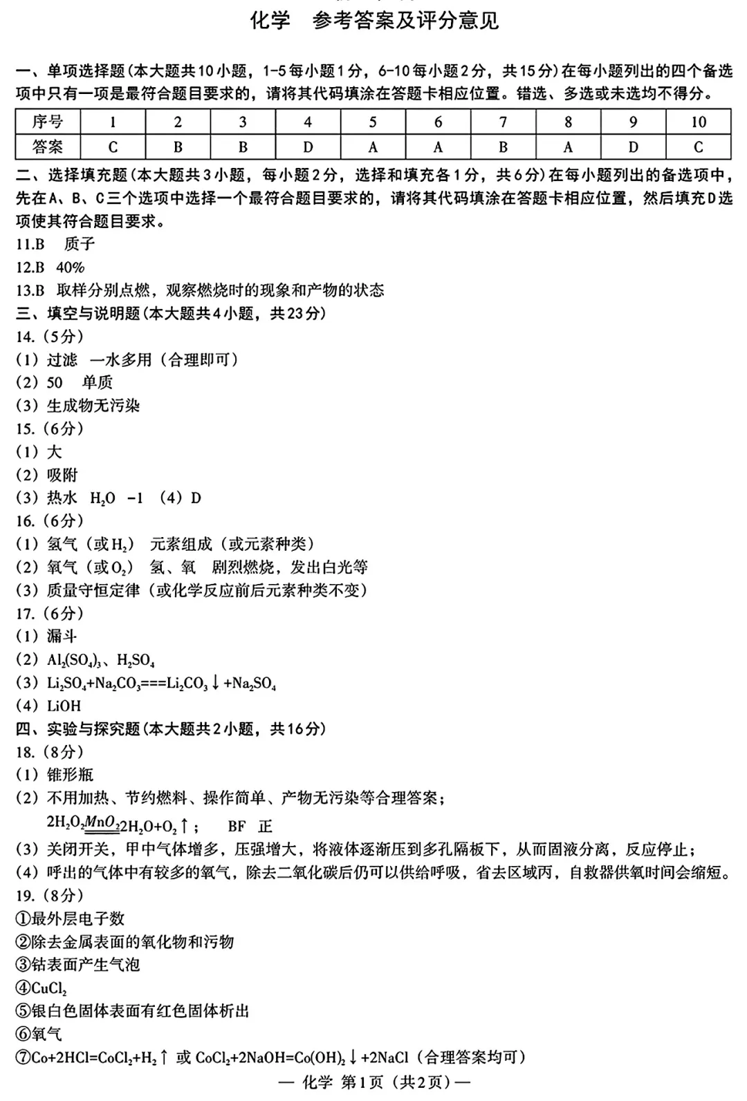 2026年江西中考化学一模考试卷 第8张