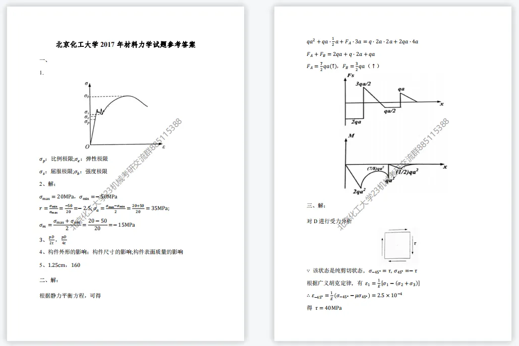 【考研真题】2017年北京化工大学(830材料力学)考研真题公布 第3张