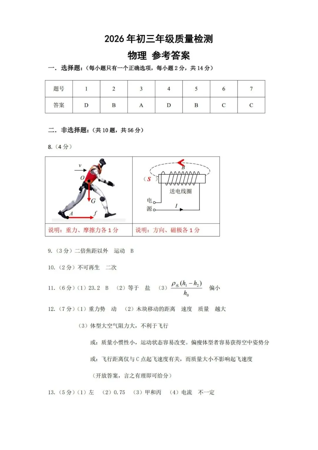 2026届深圳市34校联考二模物理试卷(含答案) 第9张