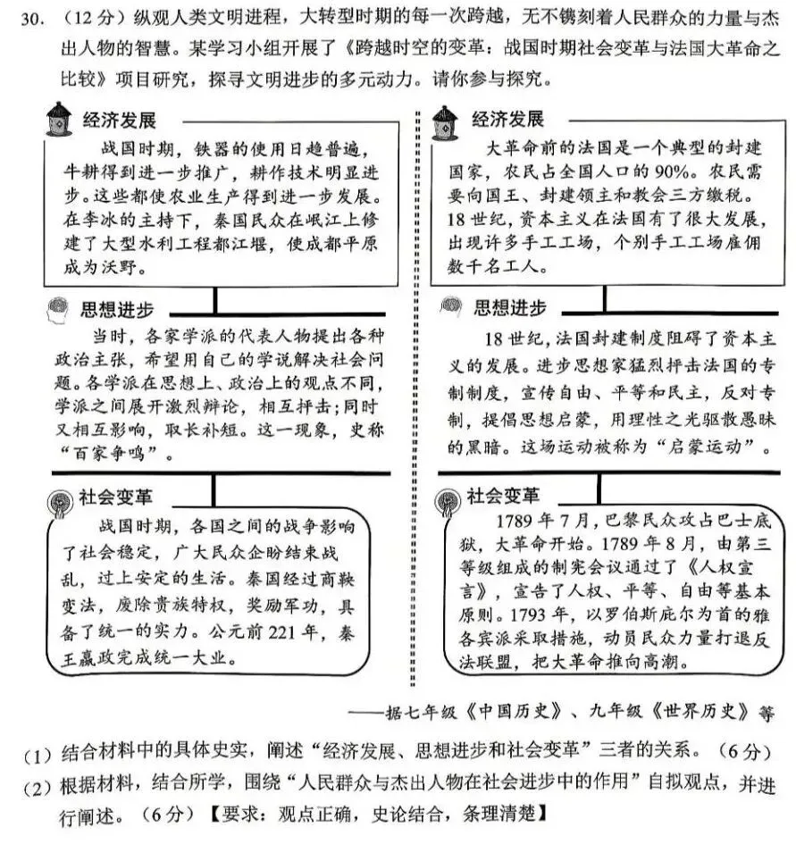 汇总!温州一模全科真题+答案:语科数社英(清晰可打印) 第40张