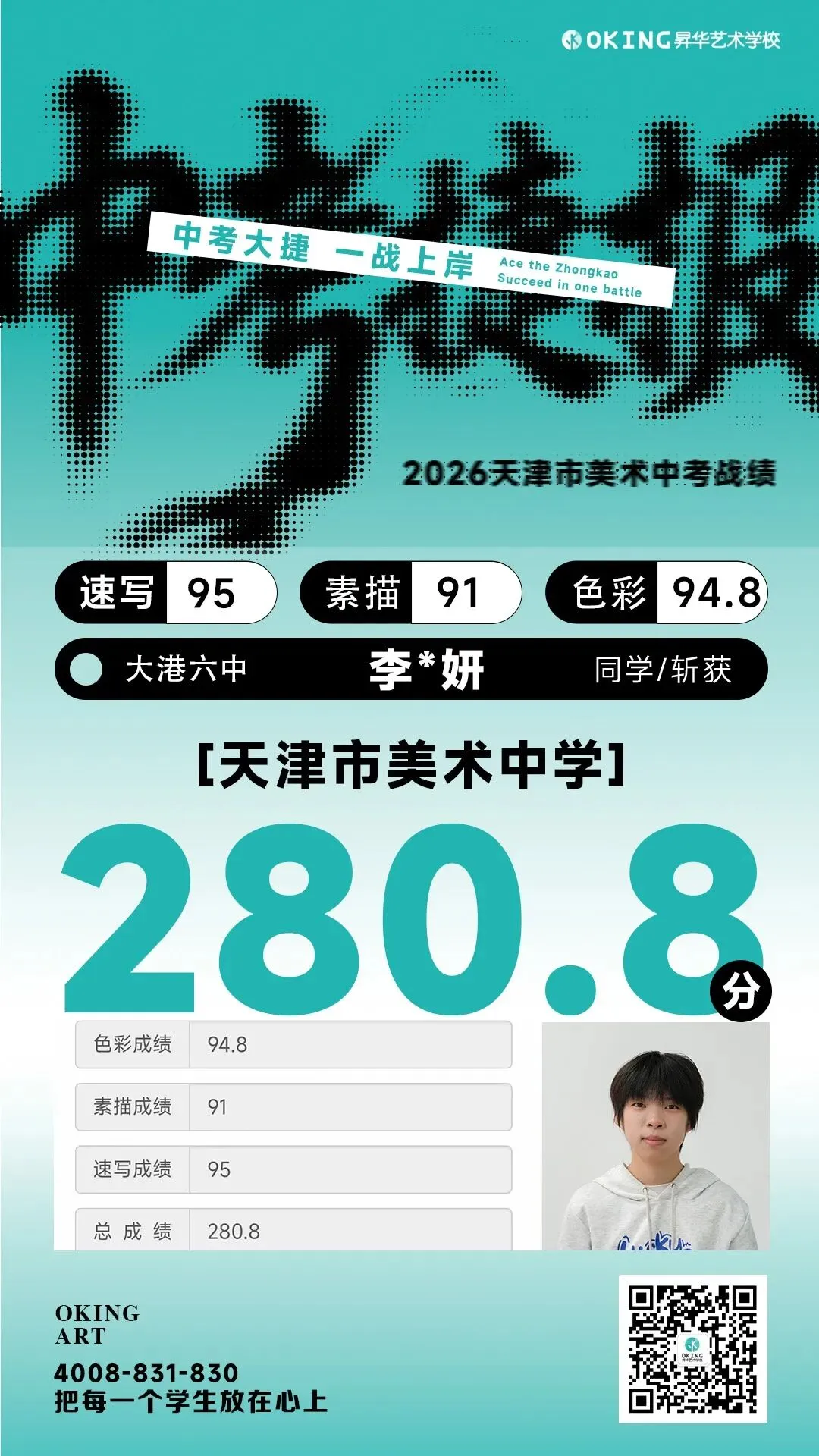 实力霸榜!113人参加美术中考,270分以上41人!85%人突破240分!昇华学子再创辉煌! 第13张