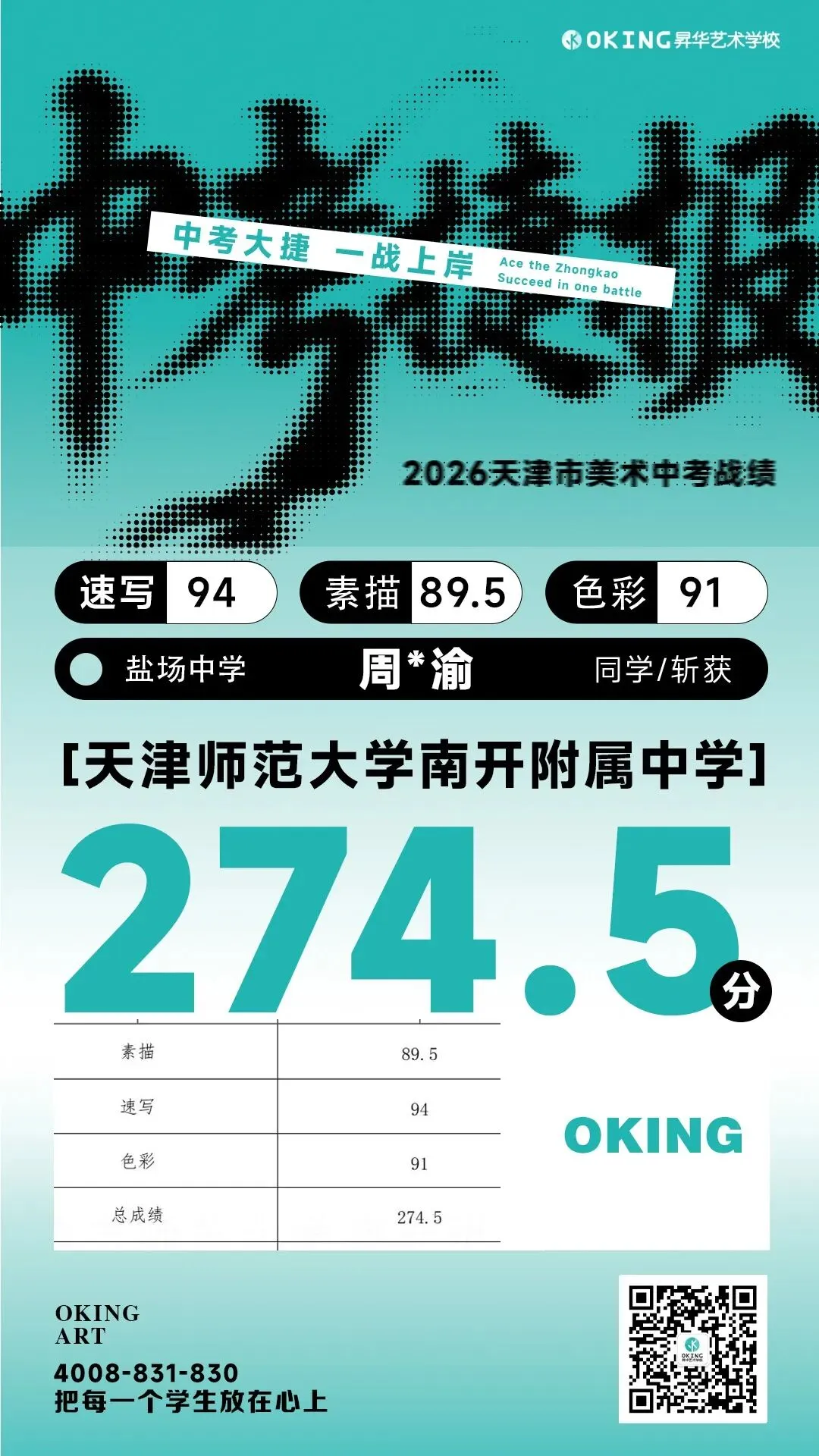 实力霸榜!113人参加美术中考,270分以上41人!85%人突破240分!昇华学子再创辉煌! 第27张