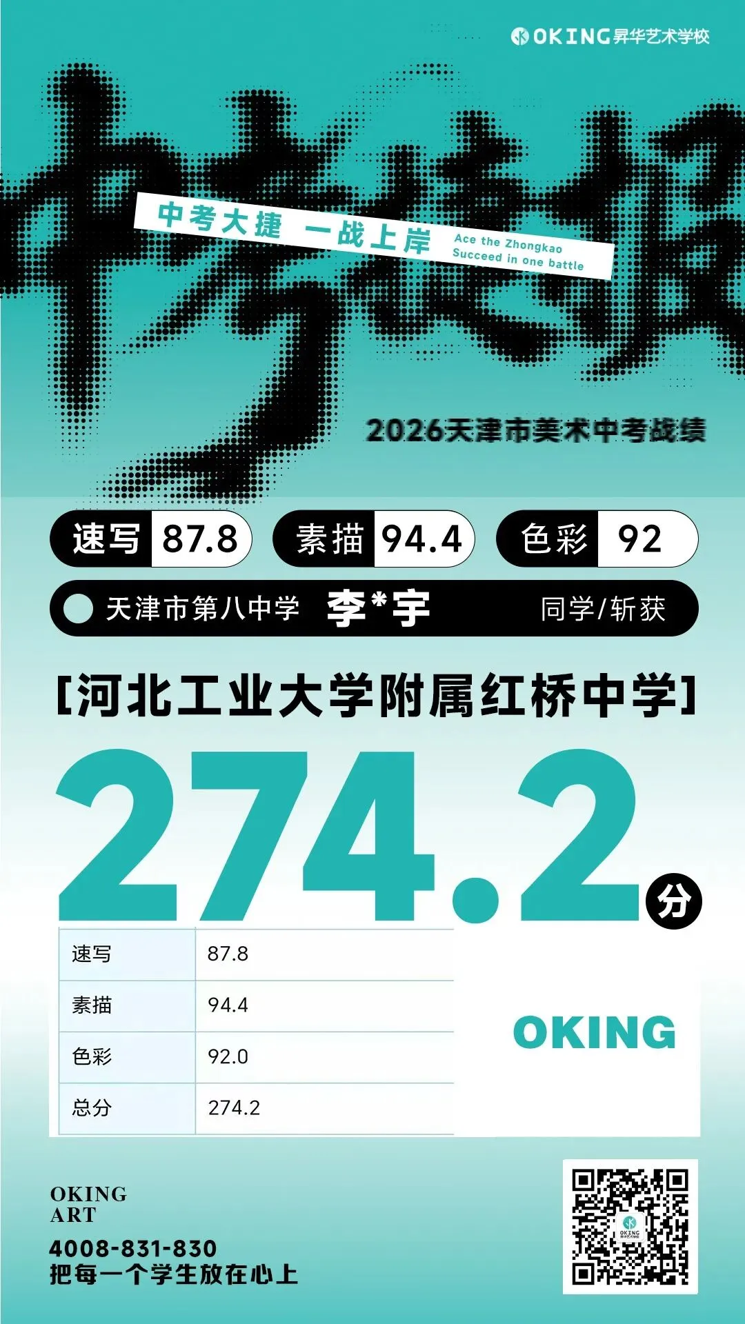 实力霸榜!113人参加美术中考,270分以上41人!85%人突破240分!昇华学子再创辉煌! 第29张