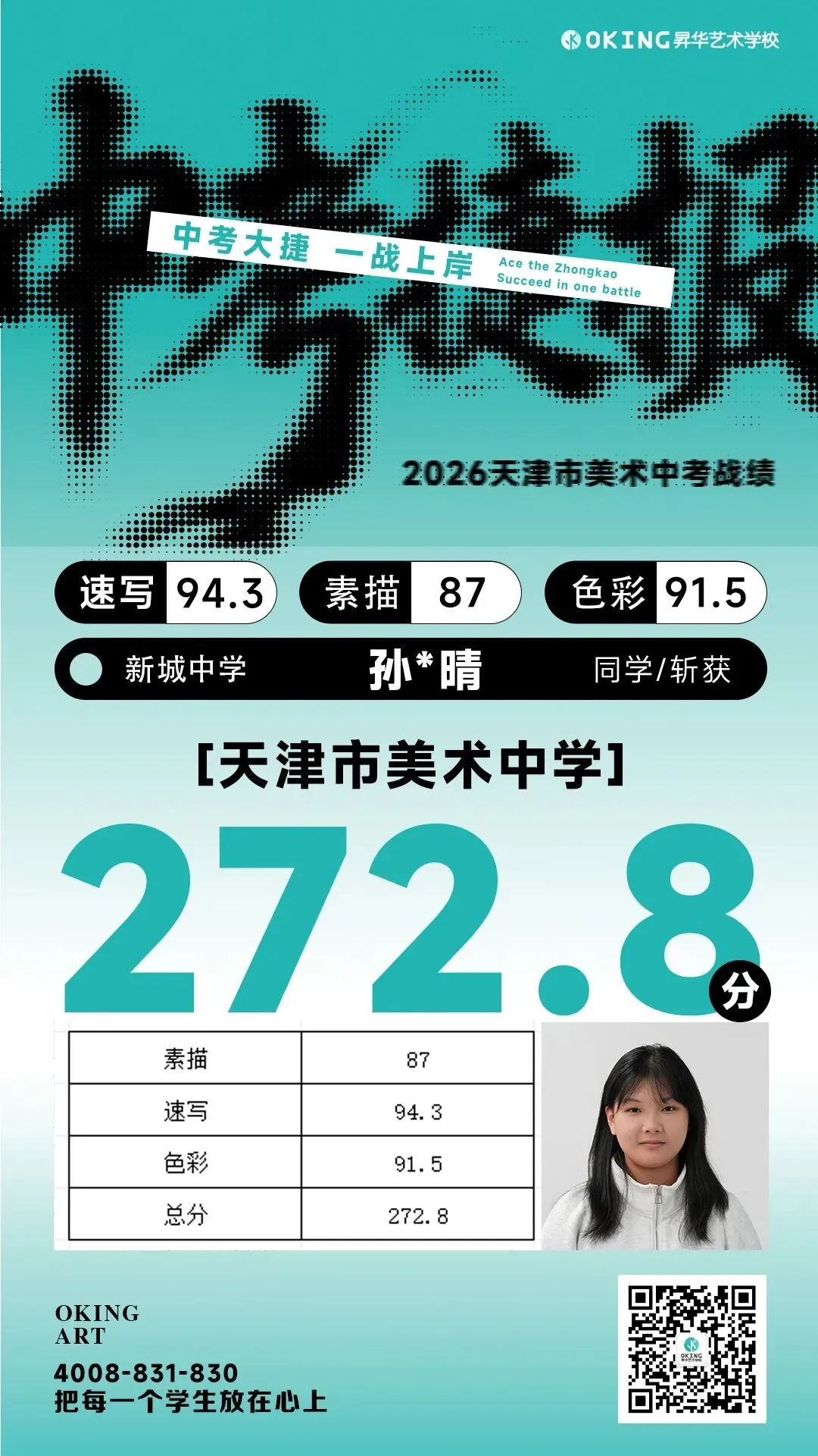 实力霸榜!113人参加美术中考,270分以上41人!85%人突破240分!昇华学子再创辉煌! 第33张